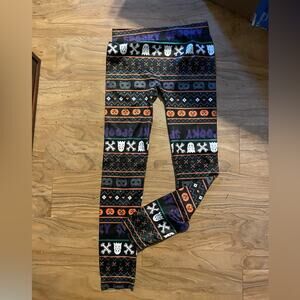 Girls Halloween Black Pumpkin Cat Skull and Crossbones Spooky Tights- Med 10-12